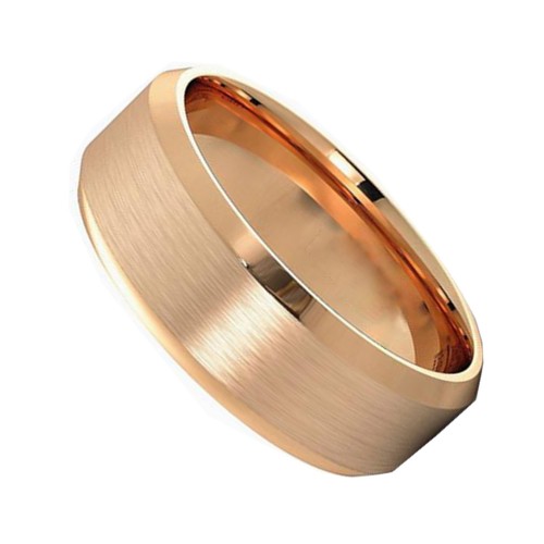 Rose Gold Tungsten Carbide Couple Rings Matte Finish Polished Bevel Edge Mens Womens Wedding Bands