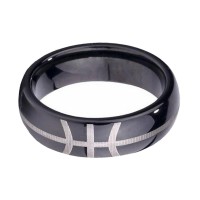 Black Dome Tungsten Carbide Rings Polished Finished Gray Lines Unisex Design Carbon Fiber Couples Wedding Bands