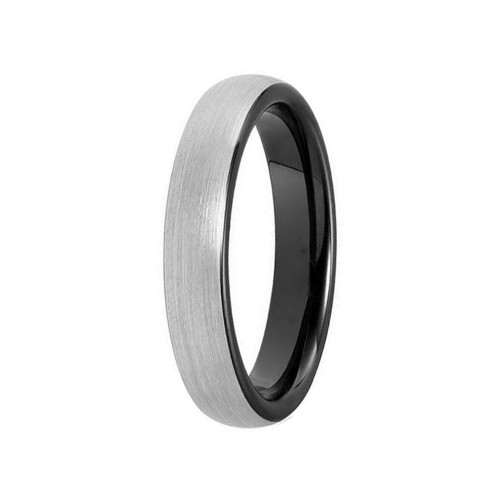 4MM Black Dome Brushed Tungsten Carbide Rings For Men Women Couple Wedding Bands Carbon Fiber
