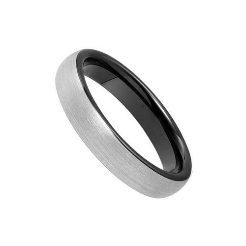4MM Black Dome Brushed Tungsten Carbide Rings For Men Women Couple Wedding Bands Carbon Fiber