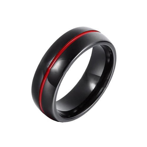 Couple Black Promise Tungsten Carbide Rings Center Thin Red Groove Couples Wedding Bands Carbon Fiber Engraved