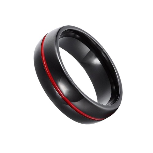 Couple Black Promise Tungsten Carbide Rings Center Thin Red Groove Couples Wedding Bands Carbon Fiber Engraved