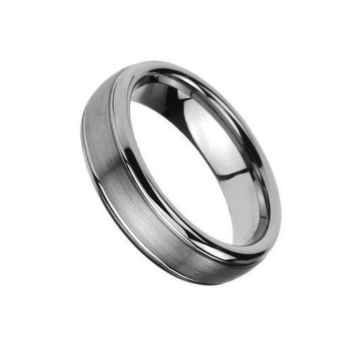 Mens Womens 6MM Grooved Matte Brushed Tungsten Carbide Rings Comfort Fit Couple Wedding Bands Carbon Fiber