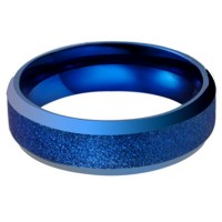 6MM Mens Womens Tungsten Carbide Rings Blue Brushed Center Sand Blasting Polished Bevel Edge Couple Wedding Bands