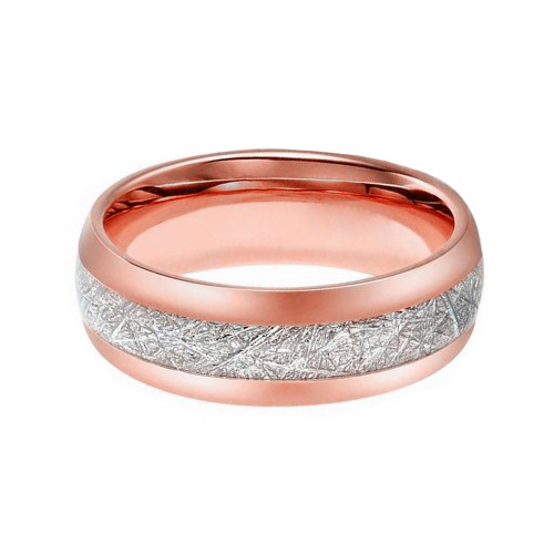 8mm Imitated Silver Meteorite Inlay Rose Gold Tungsten Women Wedding Bands Carbide Personalized Carbon Fiber Engraved