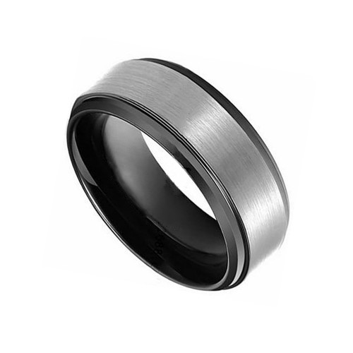 8MM Gray Matte Brushed Tungsten Carbide Rings Black Step Edge Mens Womens Couples Wedding Bands Personalized Carbon Fiber