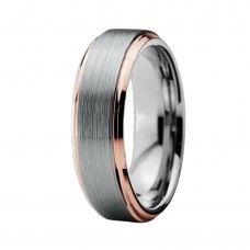 6MM Tungsten Carbide Rings Center Brushed With Rose Gold Plated Beveled Edge Men Women Carbon Fiber Couple Wedding Bands