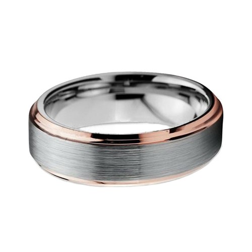 6MM Tungsten Carbide Rings Center Brushed With Rose Gold Plated Beveled Edge Men Women Carbon Fiber Couple Wedding Bands