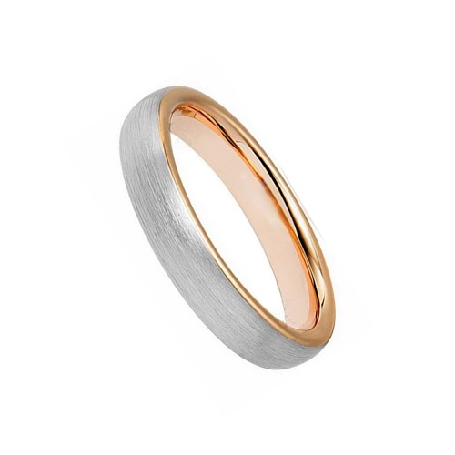 4MM Rose Gold Domed Brushed Tungsten Carbide Rings Couple Wedding Band Carbon Fiber Comfort Fit