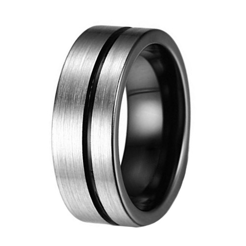 8mm Tungsten Carbide Rings Black Thin Grooved Mens Womens Gray Brushed Comfort Fit Wedding Bands Couple Carbon Fiber