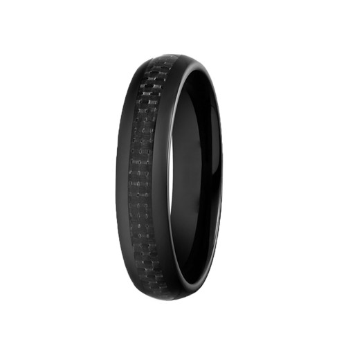 Mens Womens 6MM Dome Tungsten Carbide Rings Black Carbon Fiber Inlay Couple Wedding Bands Comfort Fit