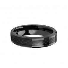 6MM Mens Womens Black Tungsten Carbide Rings Carbon Fiber Inlay Polished Beveled Edge Wedding Band Couple 
