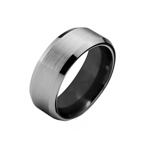 Mens Womens 8MM Matte Brushed Men Tungsten Carbide Rings Beveled Edge Couple Wedding Bands Personalized Carbon Fiber
