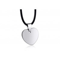 Women's Or Men's Tungsten carbide Necklace Heart Pendant Necklaces Silver Carbon Fiber