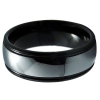 8mm Mens Womens Silver Glossy Surface Tungsten Ring Black Step Edge Personalized Carbon Fiber Wedding Bands Couples