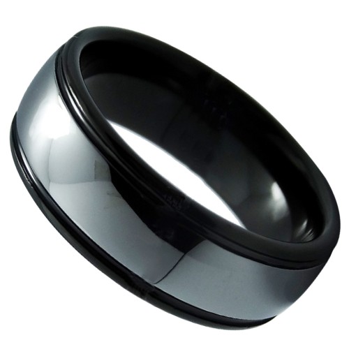 8mm Mens Womens Silver Glossy Surface Tungsten Ring Black Step Edge Personalized Carbon Fiber Wedding Bands Couples
