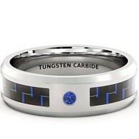 Mens Womens Cubic Zirconia Couples Wedding Bands Tungsten Carbide Rings Carbon Fiber Inlay Comfort fits
