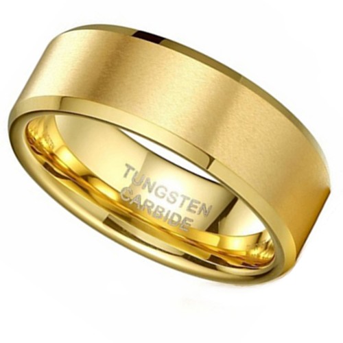 Mens Womens Gold Matte Tungsten Carbide Rings Comfort Fit 8mm Carbon Fiber Couples Wedding Bands Comfort fits