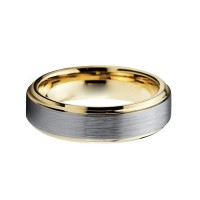 Couples Gold Step Edge Silver Brushed Tungsten Carbide Rings Wedding Band Couple Carbon Fiber Comfort fits