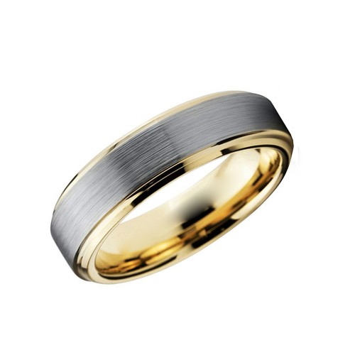 Couples Gold Step Edge Silver Brushed Tungsten Carbide Rings Wedding Band Couple Carbon Fiber Comfort fits