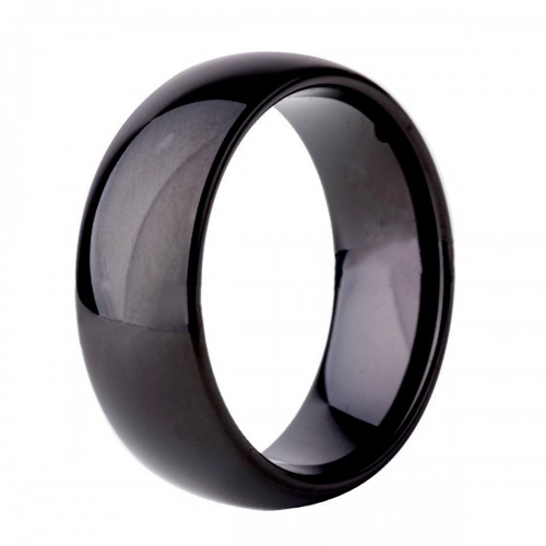 Mens Womens 8MM Black Dome Tungsten Carbide Rings High Polished Unisex Carbon Fiber Couple Wedding Bands
