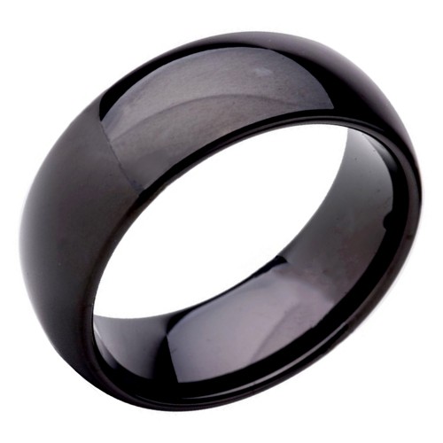 Mens Womens 8MM Black Dome Tungsten Carbide Rings High Polished Unisex Carbon Fiber Couple Wedding Bands