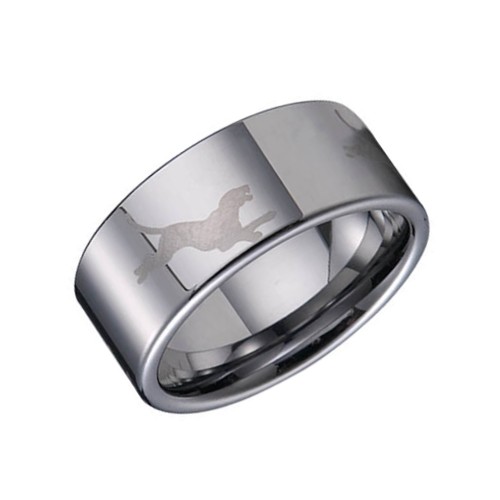 8MM Silver Laser Animal Pattern Flat Couples Personalized Custom Tungsten Rings High Polished Wedding Bands Carbon Fiber