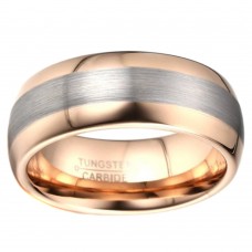 Tungsten Carbide Rings 8MM Rose Gold Silver Brushed Wedding Bands Carbon Fiber Couple Unisex Comfort fits