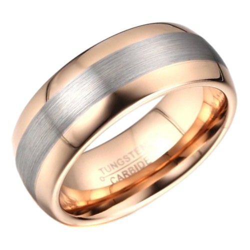 Tungsten Carbide Rings 8MM Rose Gold Silver Brushed Wedding Bands Carbon Fiber Couple Unisex Comfort fits