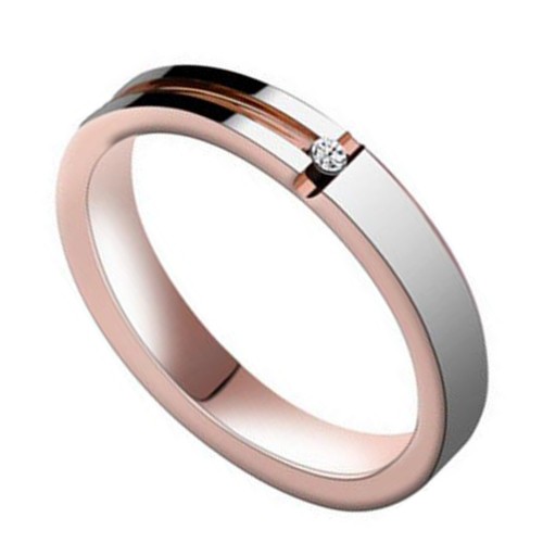 Couples Groove Tungsten Carbide Rings Rose Gold Wedding Bands With CZ Diamond Unisex Carbon Fiber Mens Womens