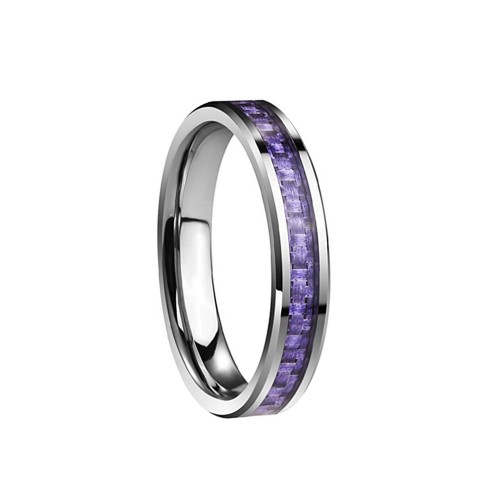 Women's Tungsten Carbide Rings Purple Carbon Fiber Inlay Wedding Bands Mens Couple UnisexComfort fit