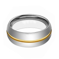 8MM Silver Full Arc High Polished Tungsten Ring Gold Inlay Personalized Carbide Rings Carbon Fiber Wedding Bands