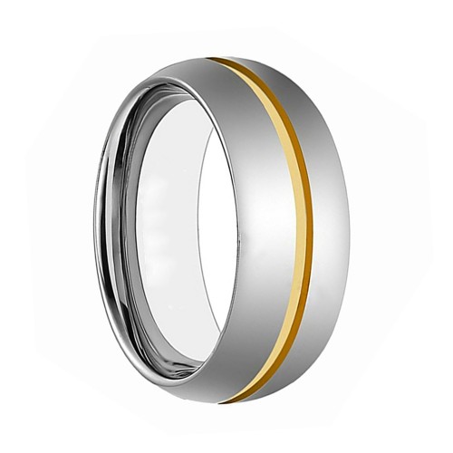 8MM Silver Full Arc High Polished Tungsten Ring Gold Inlay Personalized Carbide Rings Carbon Fiber Wedding Bands
