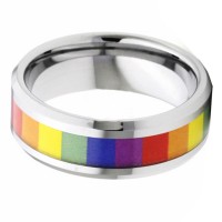 8mm Silver Plated Tungsten Carbide Rings Rainbow Camouflage Couples Wedding Bands Mens Womens Carbon Fiber