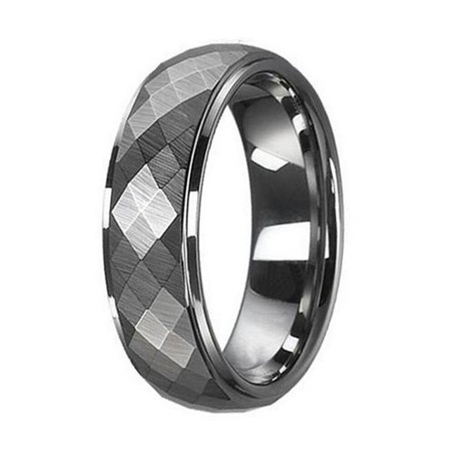 8MM Mens Womens Engagement Tungsten carbide Matching Rings Multi Faceted Polished Couple Wedding Bands Carbon Fiber