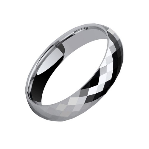 Couples Silver Rhombus Cut Multi Faceted Tungsten Carbide Rings Mens Womens Wedding Bands Carbon Fiber