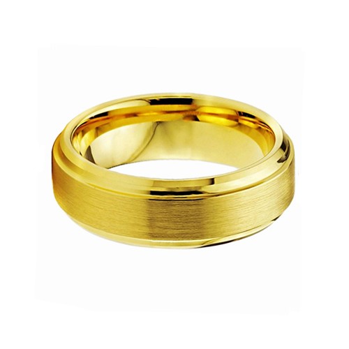 6MM Gold Brushed Beveled Edge Tungsten Carbide Ring Mens Womens Couple Wedding Bands Carbon Fiber 
