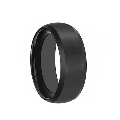 Mens Womens Black Tungsten carbide Matching Rings Simple Style Brushed Finish Couple Wedding Bands Carbon Fiber Comfort fit