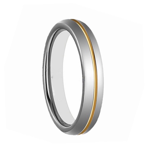 Mens Womens 6MM Silver Tungsten Carbide Ring Dome Couple Wedding Bands Gold Inlay Carbon Fiber Comfort Fit