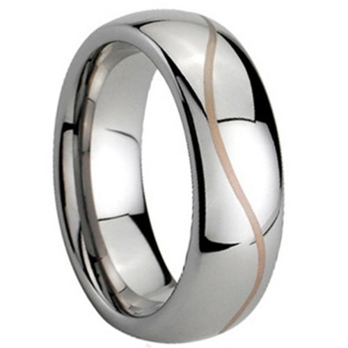 8mm Silver Tungsten Carbide Laser Rings Full Arc Mens Womens Wedding Band Carbon Fiber Couple Personalized