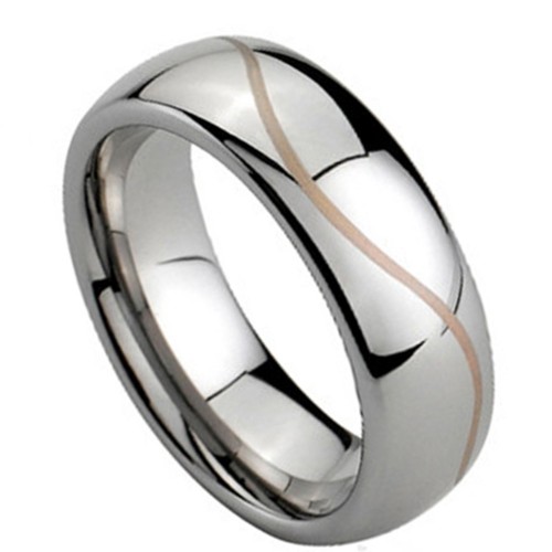 8mm Silver Tungsten Carbide Laser Rings Full Arc Mens Womens Wedding Band Carbon Fiber Couple Personalized
