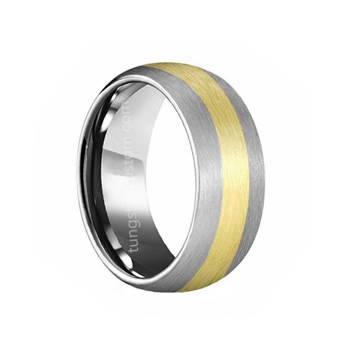 Tungsten carbide Matching Rings For Mens Womens 8mm Glod Plated Center Brushed Surface Couple Wedding Bands
