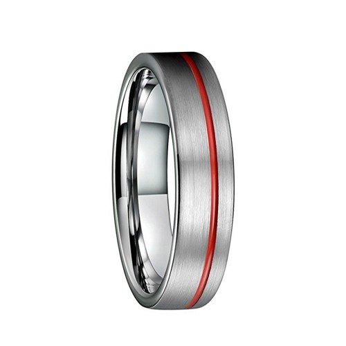  Unisex and Couples Red Grooved Center Brushed Wedding Bands Mens Womens Carbon Fiber Tungsten carbide Matching Rings