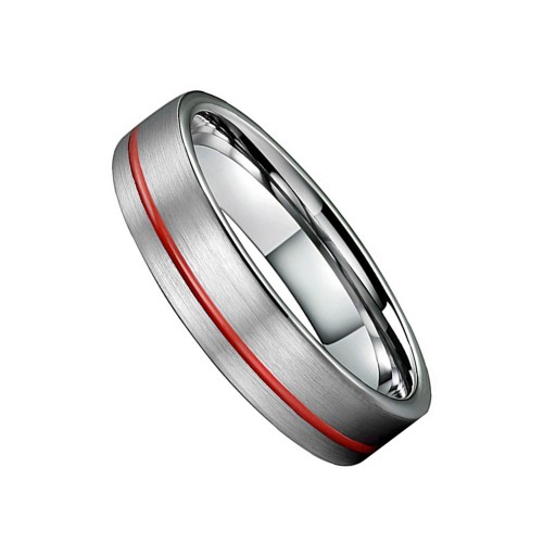  Unisex and Couples Red Grooved Center Brushed Wedding Bands Mens Womens Carbon Fiber Tungsten carbide Matching Rings