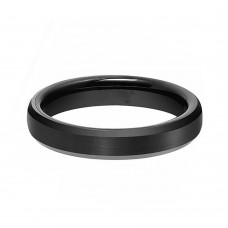4mm Mens Womens Black Tungsten Carbide Rings Top Band Beveled Edge Couple Wedding Bands Carbon Fiber