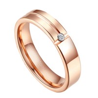 Rose Gold Tungsten Carbide Rings Mens Womens Carbon Fiber Couple Wedding Bands with CZ Diamond For Unisex