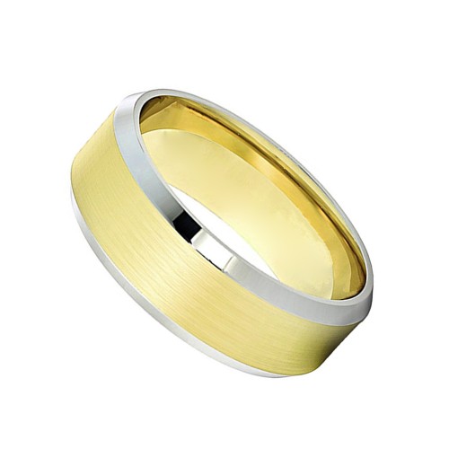 Tungsten Carbide Rings 8MM Gold-plated Silver Beveled Edge Mens Womens Brushed Couples Wedding Bands Carbon Fiber