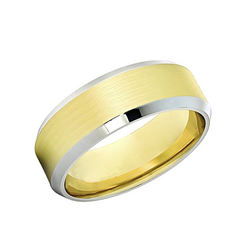Tungsten Carbide Rings 8MM Gold-plated Silver Beveled Edge Mens Womens Brushed Couples Wedding Bands Carbon Fiber