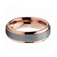 6MM Two Tone Brushed Tungsten Carbide Rings Rose Gold Step Edge Men Women Carbon Fiber Couple Wedding Bands
