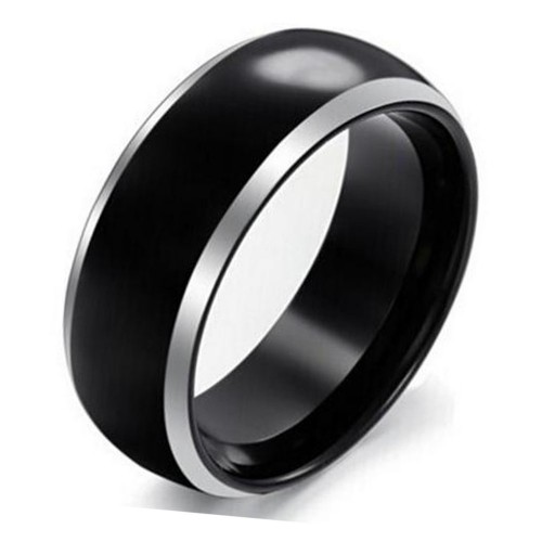 Mens Womens 8MM Black Full Arc Tungsten Carbide Rings Polished Silver Edge Carbon Fiber Couple Wedding Bands